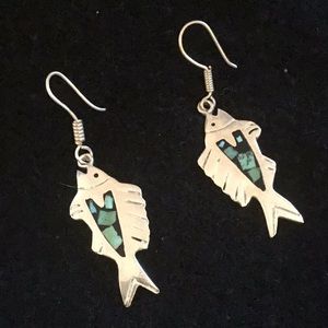 Sterling and stone fish earrings